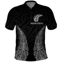 New Zealand Netball Polo Shirt Koru and Maori Tattoo Jersey LT03 Black - Polynesian Pride