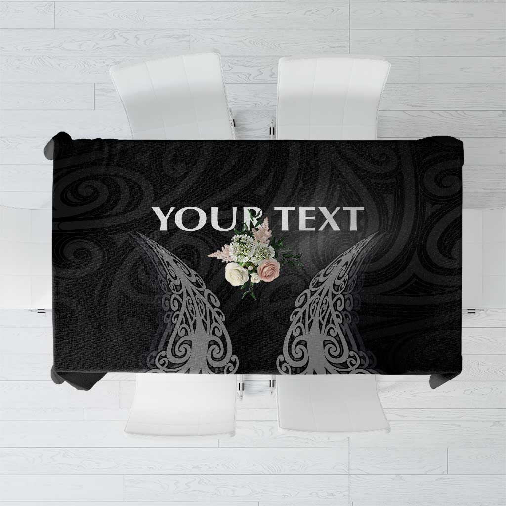 New Zealand Netball Tablecloth Koru and Maori Tattoo Jersey LT03 Black - Polynesian Pride