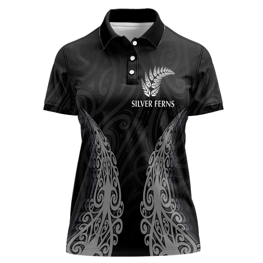 New Zealand Netball Women Polo Shirt Koru and Maori Tattoo Jersey