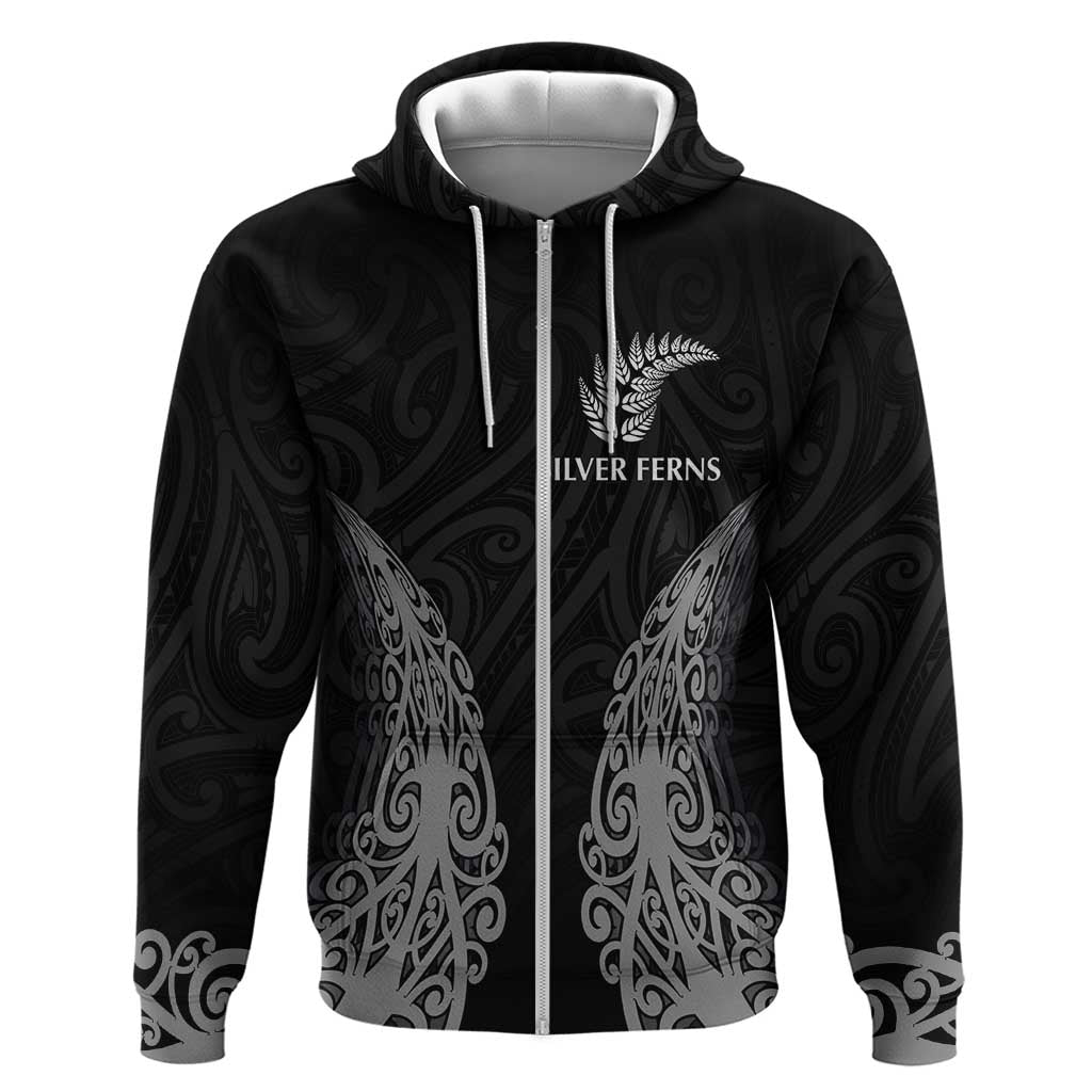 New Zealand Netball Zip Hoodie Koru and Maori Tattoo Jersey