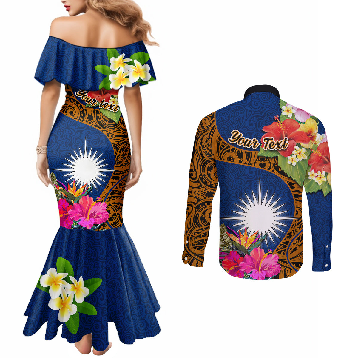 Personalised Marshall Islands Manit Day Couples Matching Mermaid Dress Polynesian Pride