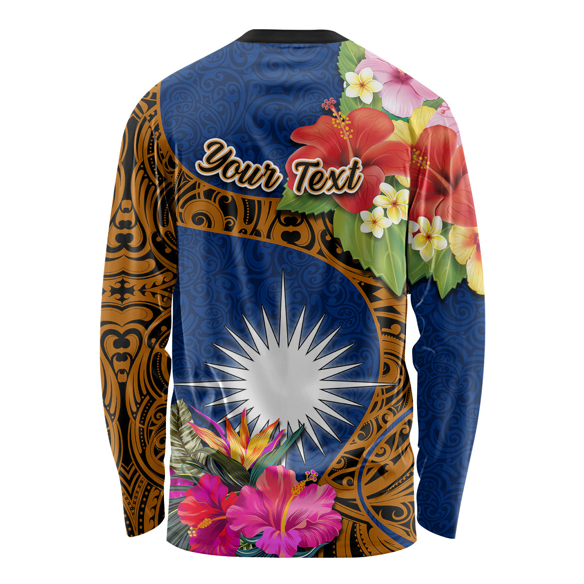 Personalised Marshall Islands Manit Day Long Sleeve Shirt Marshall Seal Mix Hibiscus Flower Maori Pattern Style LT03 - Polynesian Pride