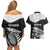 New Zealand World Cup 2023 Couples Matching Off Shoulder Short Dress and Hawaiian Shirt Aotearoa Haka Rugby with Silver Fern Maori Ethnic Pattern LT03 - Polynesian Pride