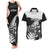 New Zealand World Cup 2023 Couples Matching Tank Maxi Dress and Hawaiian Shirt Aotearoa Haka Rugby with Silver Fern Maori Ethnic Pattern LT03 Black - Polynesian Pride