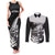 New Zealand World Cup 2023 Couples Matching Tank Maxi Dress and Long Sleeve Button Shirt Aotearoa Haka Rugby with Silver Fern Maori Ethnic Pattern LT03 Black - Polynesian Pride