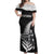 New Zealand World Cup 2023 Off Shoulder Maxi Dress Aotearoa Haka Rugby with Silver Fern Maori Ethnic Pattern LT03 Women Black - Polynesian Pride