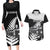 Custom New Zealand World Cup 2023 Couples Matching Long Sleeve Bodycon Dress and Hawaiian Shirt Aotearoa Haka Rugby with Silver Fern Maori Ethnic Pattern LT03 Black - Polynesian Pride