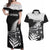 Custom New Zealand World Cup 2023 Couples Matching Off Shoulder Maxi Dress and Hawaiian Shirt Aotearoa Haka Rugby with Silver Fern Maori Ethnic Pattern LT03 Black - Polynesian Pride