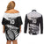 Custom New Zealand World Cup 2023 Couples Matching Off Shoulder Short Dress and Long Sleeve Button Shirt Aotearoa Haka Rugby with Silver Fern Maori Ethnic Pattern LT03 - Polynesian Pride