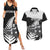 Custom New Zealand World Cup 2023 Couples Matching Summer Maxi Dress and Hawaiian Shirt Aotearoa Haka Rugby with Silver Fern Maori Ethnic Pattern LT03 Black - Polynesian Pride