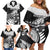 Custom New Zealand World Cup 2023 Family Matching Off Shoulder Short Dress and Hawaiian Shirt Aotearoa Haka Rugby with Silver Fern Maori Ethnic Pattern LT03 - Polynesian Pride