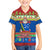 Solomon Islands Christmas Family Matching Off Shoulder Maxi Dress and Hawaiian Shirt Santa With Flag Of Solomon Polynesian Tribal Xmas Vibe LT03 Son's Shirt Blue - Polynesian Pride