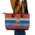 Solomon Islands Christmas Leather Tote Bag Santa With Flag Of Solomon Polynesian Tribal Xmas Vibe LT03 - Polynesian Pride