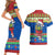 Personalised Solomon Islands Christmas Couples Matching Short Sleeve Bodycon Dress and Hawaiian Shirt Santa With Flag Of Solomon Polynesian Tribal Xmas Vibe LT03 - Polynesian Pride