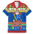 Personalised Solomon Islands Christmas Hawaiian Shirt Santa With Flag Of Solomon Polynesian Tribal Xmas Vibe LT03 Blue - Polynesian Pride