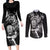 New Zealand Rugby Couples Matching Long Sleeve Bodycon Dress and Long Sleeve Button Shirt Maori Warrior Rugby with Silver Fern Sleeve Tribal Ethnic Style LT03 Black - Polynesian Pride