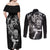 New Zealand Rugby Couples Matching Off Shoulder Maxi Dress and Long Sleeve Button Shirt Maori Warrior Rugby with Silver Fern Sleeve Tribal Ethnic Style LT03 - Polynesian Pride