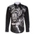 New Zealand Rugby Long Sleeve Button Shirt Maori Warrior Rugby with Silver Fern Sleeve Tribal Ethnic Style LT03 Unisex Black - Polynesian Pride