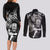 Personalised New Zealand Rugby Couples Matching Long Sleeve Bodycon Dress and Long Sleeve Button Shirt Maori Warrior Rugby with Silver Fern Sleeve Tribal Ethnic Style LT03 - Polynesian Pride