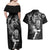 Personalised New Zealand Rugby Couples Matching Off Shoulder Maxi Dress and Hawaiian Shirt Maori Warrior Rugby with Silver Fern Sleeve Tribal Ethnic Style LT03 - Polynesian Pride