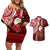 Personalized New Zealand Christmas Couples Matching Off Shoulder Short Dress and Hawaiian Shirt Santa Claus and Kiwi Bird Maori Tattoo Koru Pattern LT03 Red - Polynesian Pride