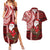 Personalized New Zealand Christmas Couples Matching Summer Maxi Dress and Hawaiian Shirt Santa Claus and Kiwi Bird Maori Tattoo Koru Pattern LT03 Red - Polynesian Pride