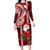 Personalized New Zealand Christmas Family Matching Long Sleeve Bodycon Dress and Hawaiian Shirt Santa Claus and Kiwi Bird Maori Tattoo Koru Pattern LT03 Mom's Dress Red - Polynesian Pride