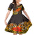 Hawaii Turtle Hibiscus Flower Family Matching Off Shoulder Short Dress and Hawaiian Shirt Polynesian Tattoo LT03 Daughter's Dress Black - Polynesian Pride