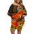 Hawaii Turtle Hibiscus Flower Family Matching Off Shoulder Short Dress and Hawaiian Shirt Polynesian Tattoo LT03 Mom's Dress Black - Polynesian Pride