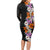 Hawaii Tropical Leaves and Flowers Long Sleeve Bodycon Dress Tribal Polynesian Pattern LT03 - Polynesian Pride