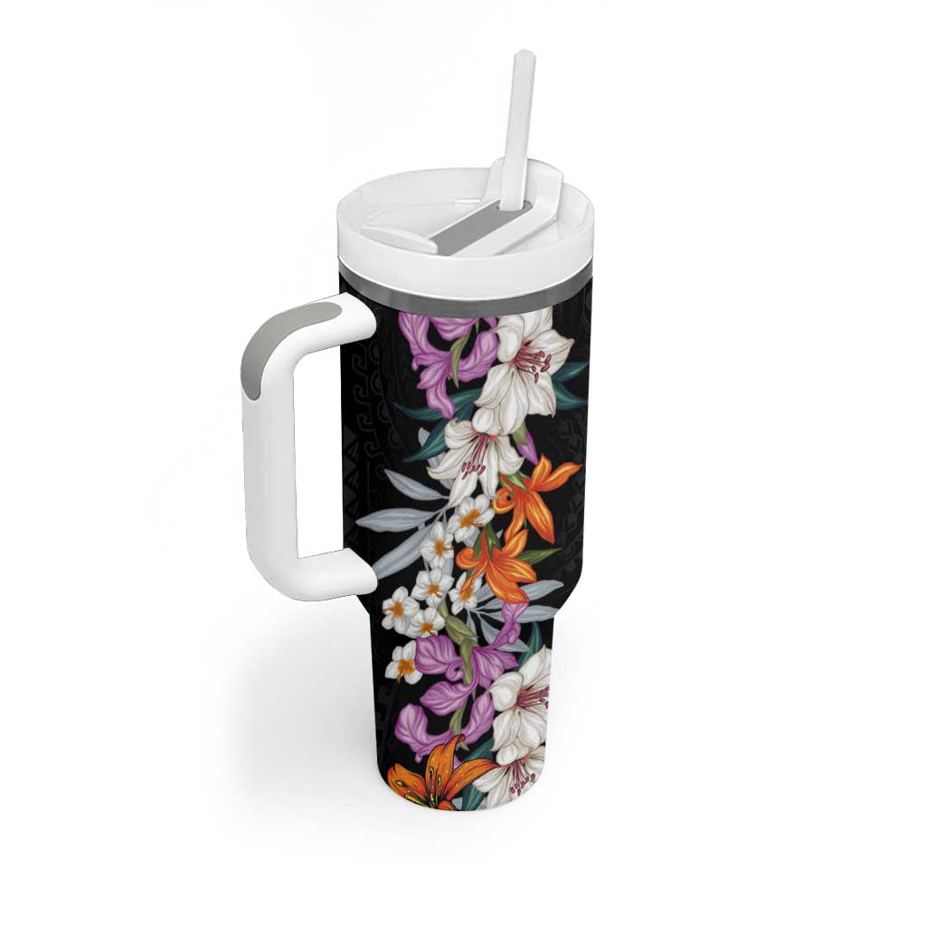 Hawaii Tropical Leaves and Flowers Tumbler With Handle Tribal Polynesian Pattern LT03 - Polynesian Pride