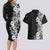 Hawaii Tropical Leaves and Flowers Couples Matching Long Sleeve Bodycon Dress and Hawaiian Shirt Tribal Polynesian Pattern Black White Style LT03 - Polynesian Pride