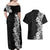 Hawaii Tropical Leaves and Flowers Couples Matching Off Shoulder Maxi Dress and Hawaiian Shirt Tribal Polynesian Pattern Black White Style LT03 - Polynesian Pride