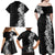 Hawaii Tropical Leaves and Flowers Family Matching Off Shoulder Maxi Dress and Hawaiian Shirt Tribal Polynesian Pattern Black White Style LT03 - Polynesian Pride