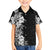 Hawaii Tropical Leaves and Flowers Family Matching Off Shoulder Short Dress and Hawaiian Shirt Tribal Polynesian Pattern Black White Style LT03 Son's Shirt Black - Polynesian Pride