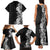 Hawaii Tropical Leaves and Flowers Family Matching Tank Maxi Dress and Hawaiian Shirt Tribal Polynesian Pattern Black White Style LT03 - Polynesian Pride