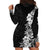 Hawaii Tropical Leaves and Flowers Hoodie Dress Tribal Polynesian Pattern Black White Style LT03 - Polynesian Pride