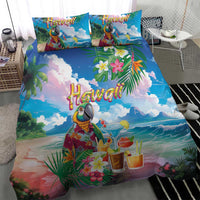 Hawaii Cocktails Bedding Set Parrot with Cute Beach Landscape and Tropical Plants LT03 - Polynesian Pride