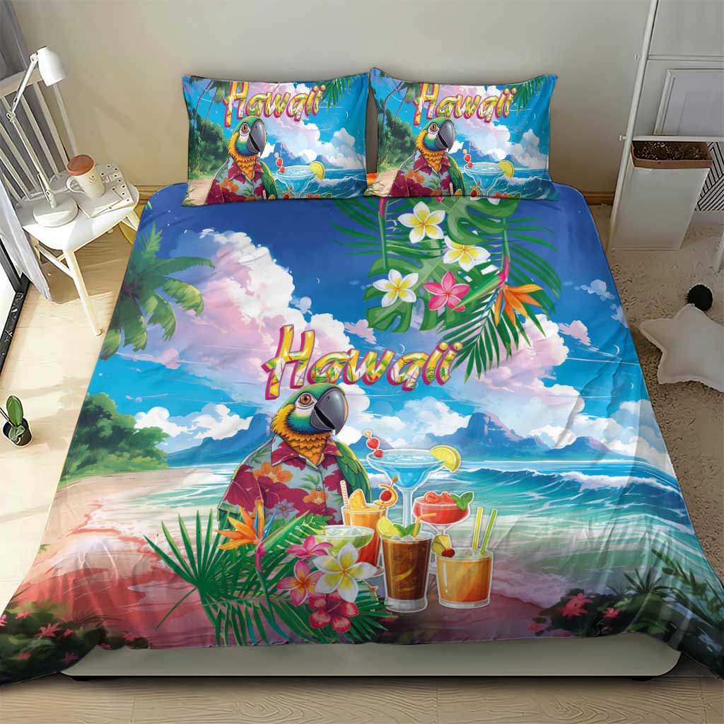 Hawaii Cocktails Bedding Set Parrot with Cute Beach Landscape and Tropical Plants LT03 - Polynesian Pride