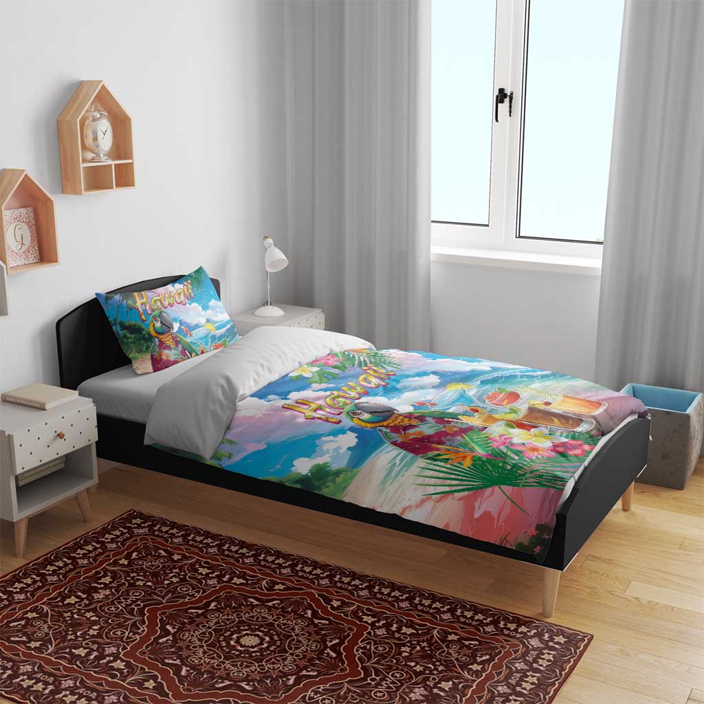 Hawaii Cocktails Bedding Set Parrot with Cute Beach Landscape and Tropical Plants LT03 - Polynesian Pride