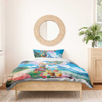 Hawaii Cocktails Bedding Set Parrot with Cute Beach Landscape and Tropical Plants LT03 - Polynesian Pride