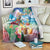 Hawaii Cocktails Blanket Parrot with Cute Beach Landscape and Tropical Plants