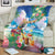 Hawaii Cocktails Blanket Parrot with Cute Beach Landscape and Tropical Plants