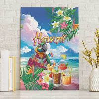 Hawaii Cocktails Canvas Wall Art Parrot with Cute Beach Landscape and Tropical Plants LT03 Without Frame Pastel - Polynesian Pride