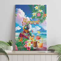 Hawaii Cocktails Canvas Wall Art Parrot with Cute Beach Landscape and Tropical Plants LT03 - Polynesian Pride