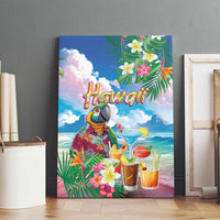 Hawaii Cocktails Canvas Wall Art Parrot with Cute Beach Landscape and Tropical Plants LT03 - Polynesian Pride