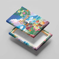 Hawaii Cocktails Canvas Wall Art Parrot with Cute Beach Landscape and Tropical Plants LT03 - Polynesian Pride