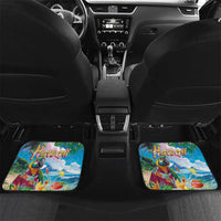 Hawaii Cocktails Car Mats Parrot with Cute Beach Landscape and Tropical Plants LT03 Set 2pcs - Back Pastel - Polynesian Pride