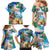 Hawaii Cocktails Family Matching Mermaid Dress and Hawaiian Shirt Parrot with Cute Beach Landscape and Tropical Plants