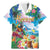 Hawaii Cocktails Family Matching Mermaid Dress and Hawaiian Shirt Parrot with Cute Beach Landscape and Tropical Plants